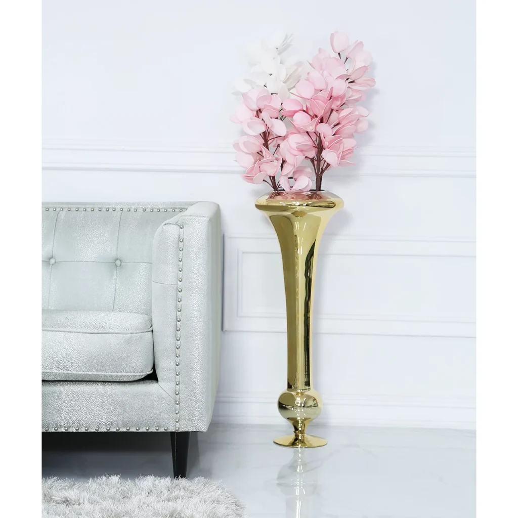 Tall Gold Fluted Vase 2.jpg جام گل فستیوال کد 2004